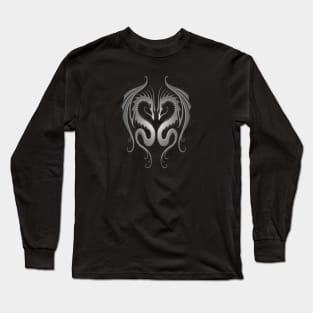 Twin Tribal Gray Dragons Long Sleeve T-Shirt